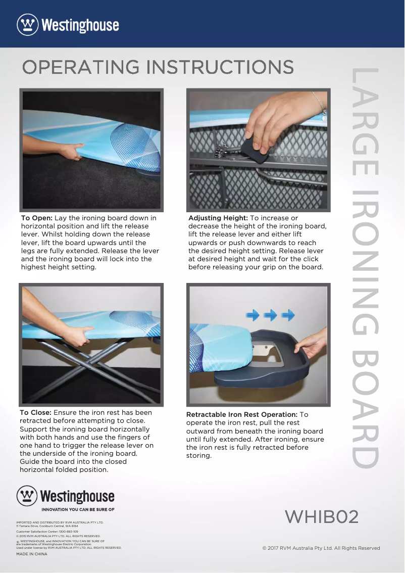 Page n°1 - Manuel utilisateur Westinghouse WHIB02