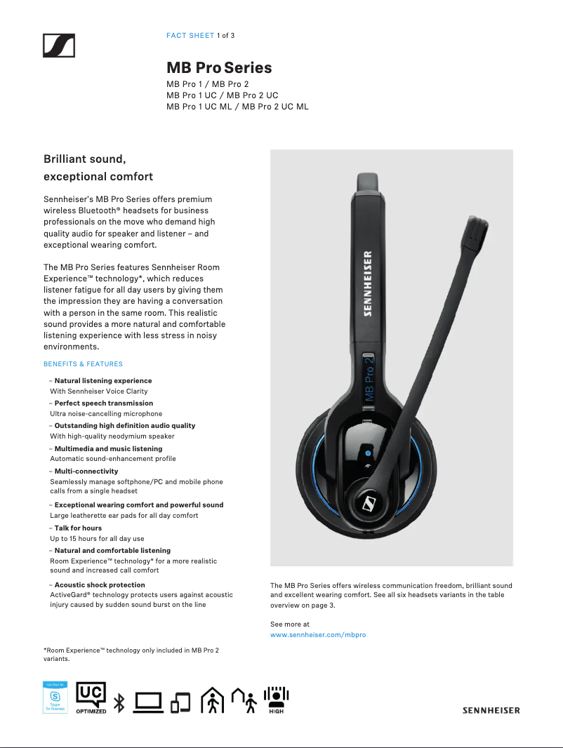 Page n°1 - Fiche technique Sennheiser MB Pro 1