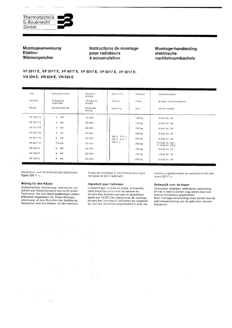 Image de la première page du manuel de l'appareil VF8017E