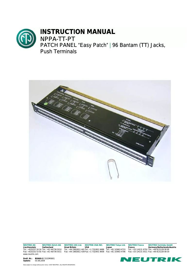 Image de la première page du manuel de l'appareil NPPA-TT-PT