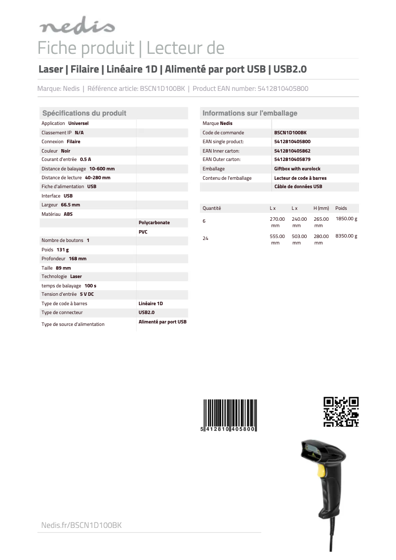Page n°1 - Manuel utilisateur Nedis BSCN1D100BK