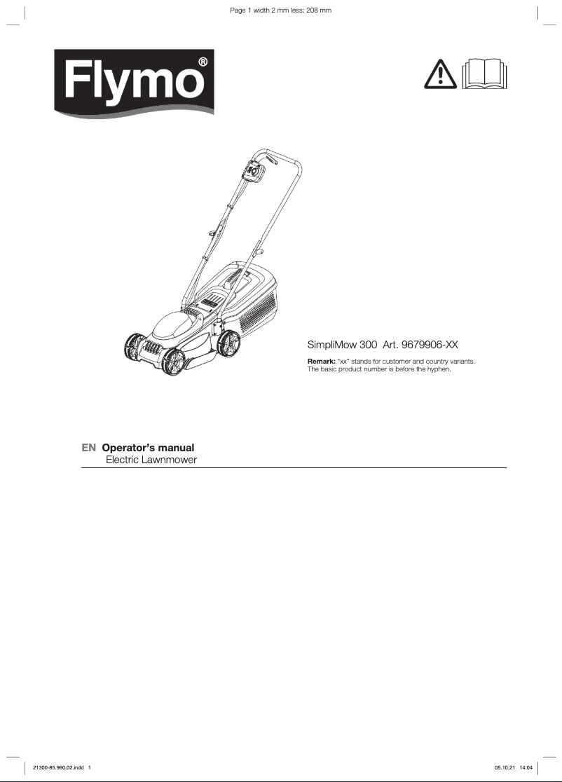 Image de la première page du manuel de l'appareil SimpliMow 300