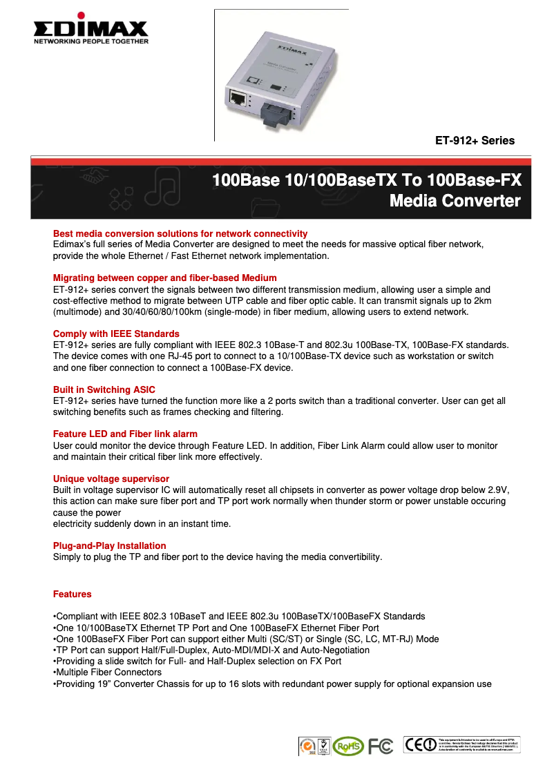 Página 1 del manual Manual de usuario Edimax ET-912+ Series