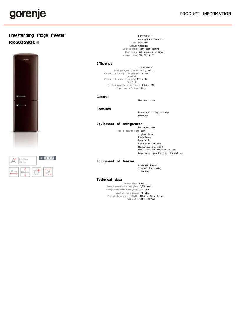 Image de la première page du manuel de l'appareil RK60359OCH-L