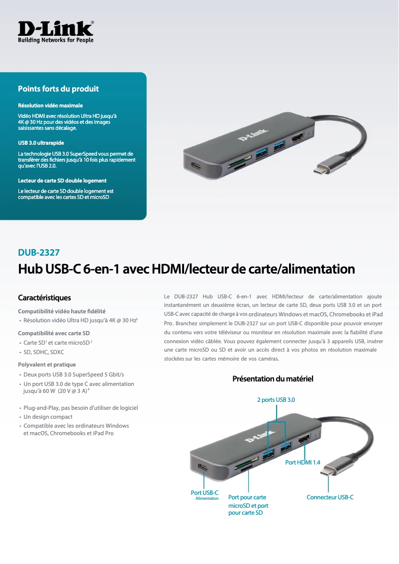Page 1 de la notice Manuel utilisateur D-Link DUB-2327