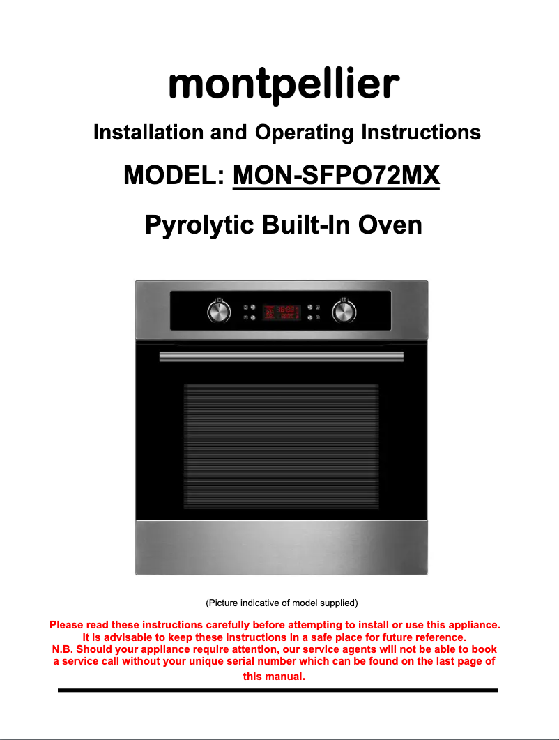 Page 1 de la notice Manuel utilisateur Montpellier SFPO72MX