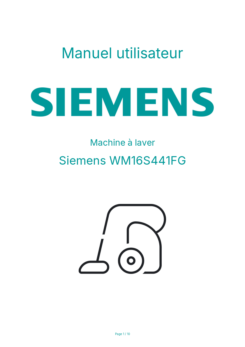Image de la première page du manuel de l'appareil WM16S441FG