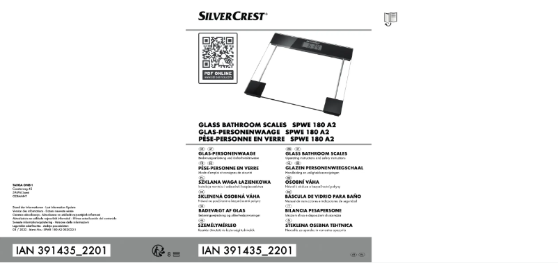 Page n°1 - Manuel utilisateur SilverCrest SPWE 180 A2