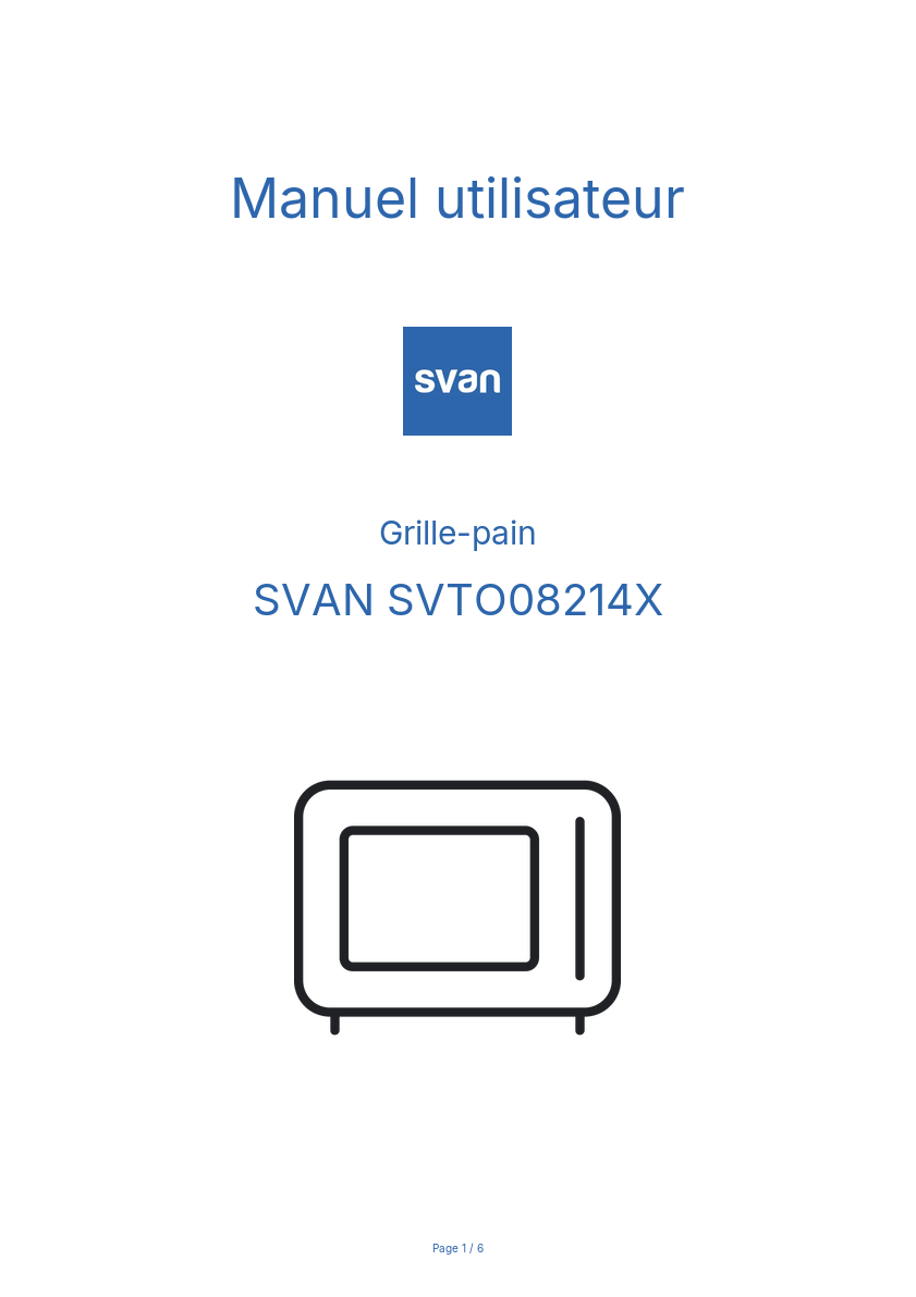 Image de la première page du manuel de l'appareil SVTO08214X