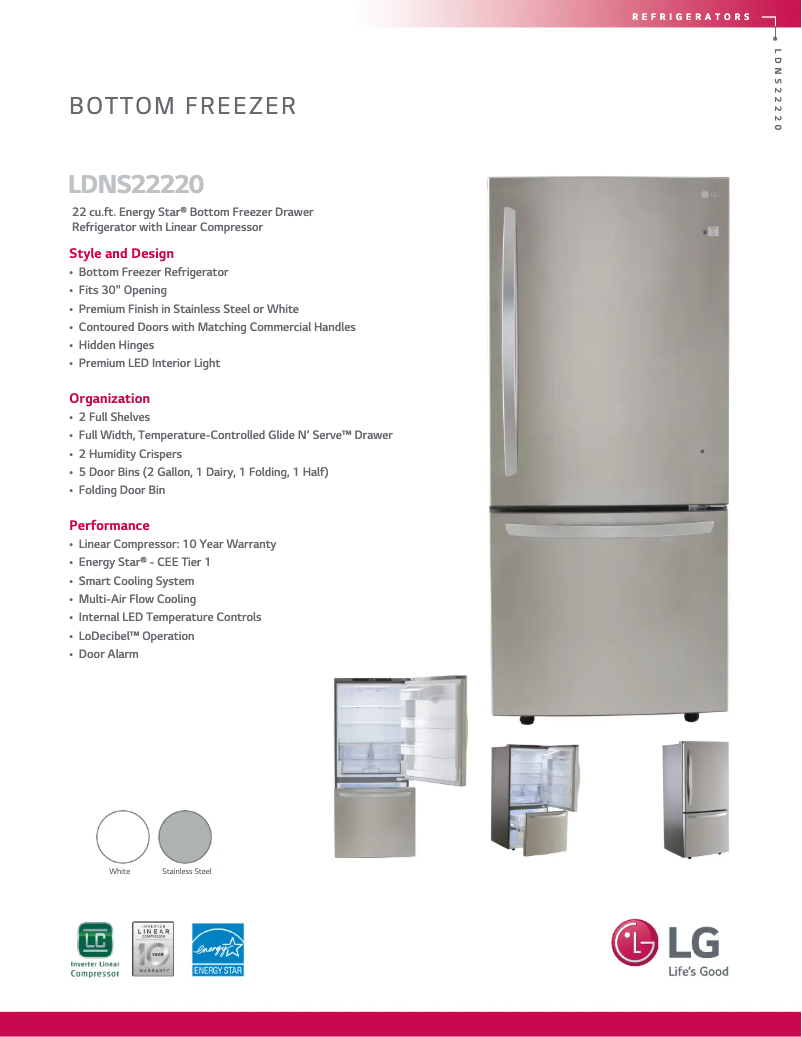 Page n°1 - Fiche technique LG LDNS22220S