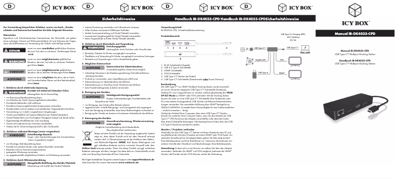 Page 1 de la notice Manuel utilisateur Icy Box IB-DK4033-CPD