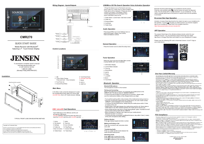 Page n°1 - Guide de démarrage rapide Jensen CMR270
