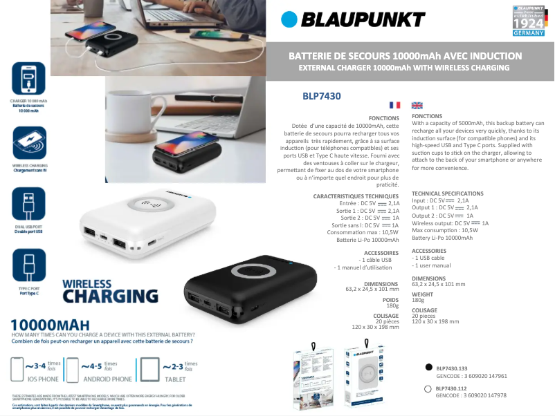 Imagen de la primera página del manual del dispositivo BLP7430