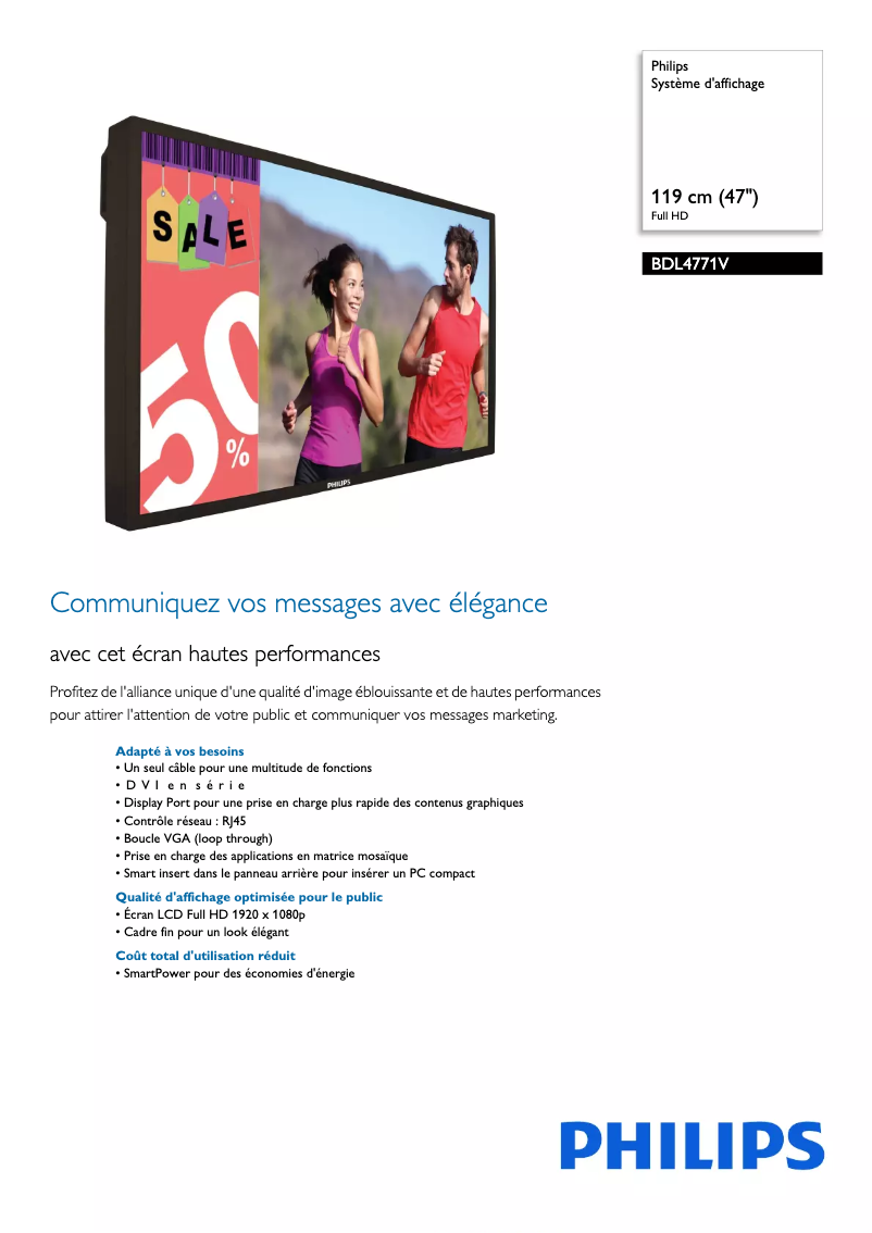 Página 1 del manual Ficha técnica Philips BDL4771V