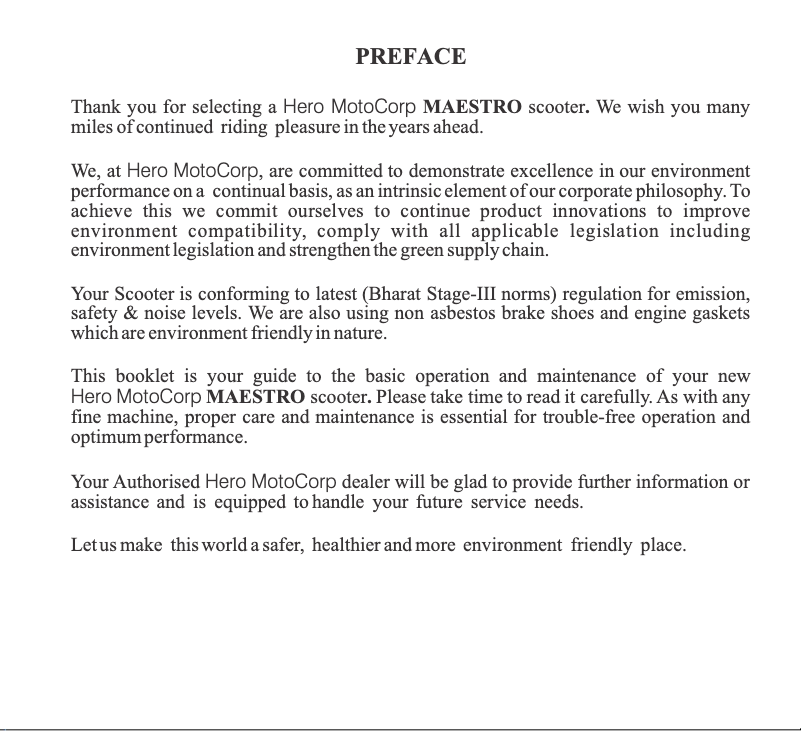 Page 1 de la notice Manuel utilisateur Hero Maestro (2014)