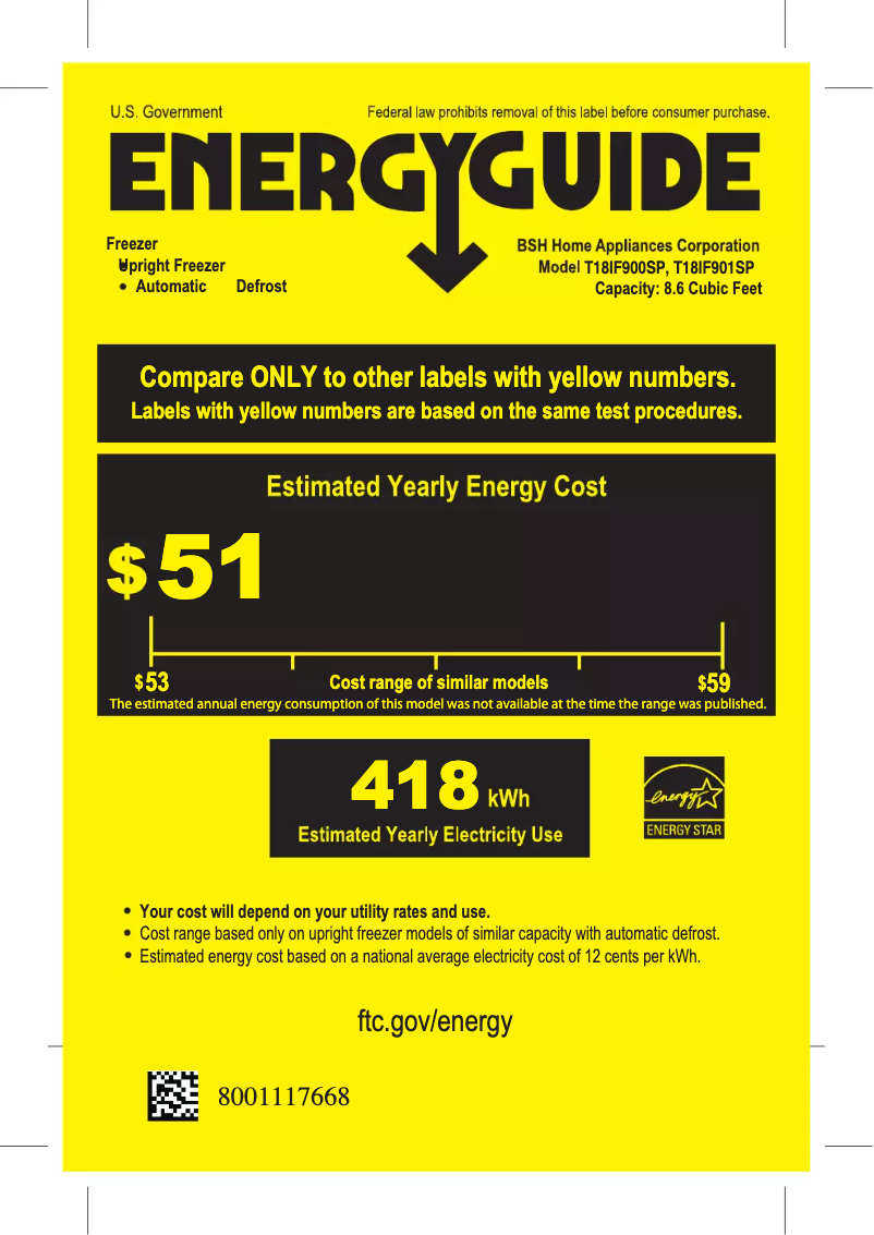 Page 1 of the manual Energy Label Thermador T18IF901SP