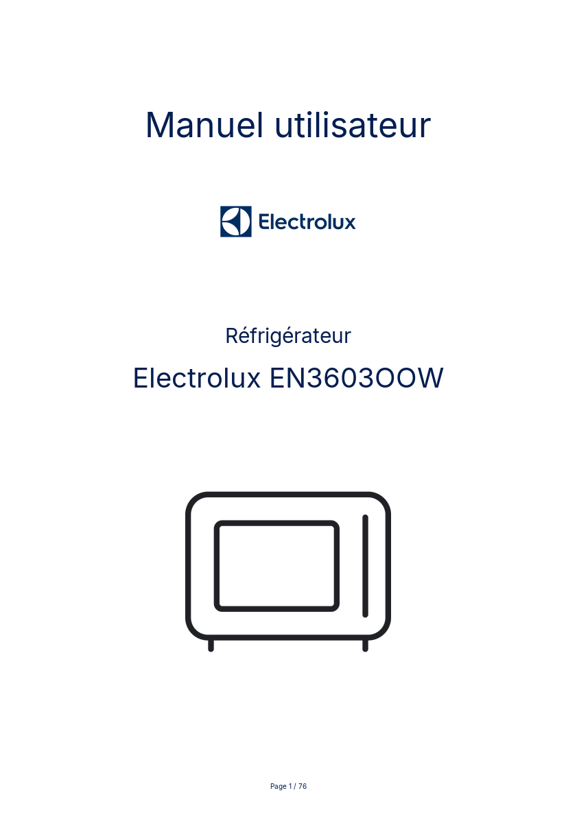Page n°1 - Manuel utilisateur Electrolux EN3603OOW