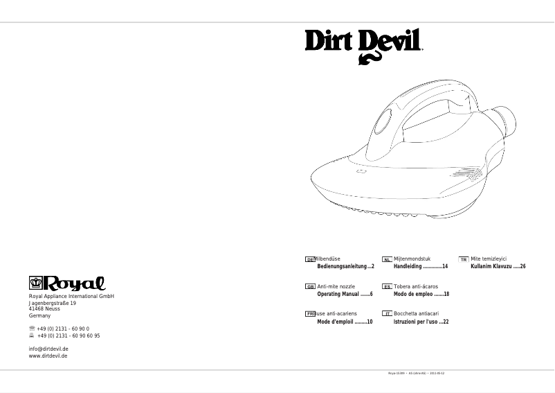 Page 1 de la notice Manuel utilisateur Dirt Devil M266