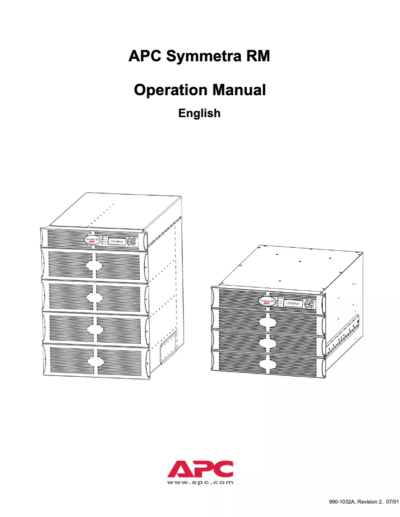 Image de la première page du manuel de l'appareil Symmetra RM