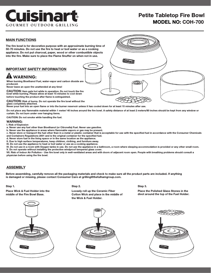 Page 1 de la notice Manuel utilisateur Cuisinart Petite Tabletop COH-700
