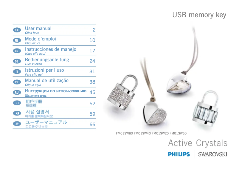 Page 1 of the manual User Manual Philips Swarovski FM01SW60