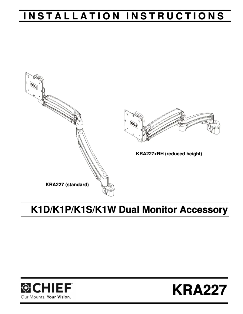Page 1 de la notice Manuel utilisateur Chief KRA227
