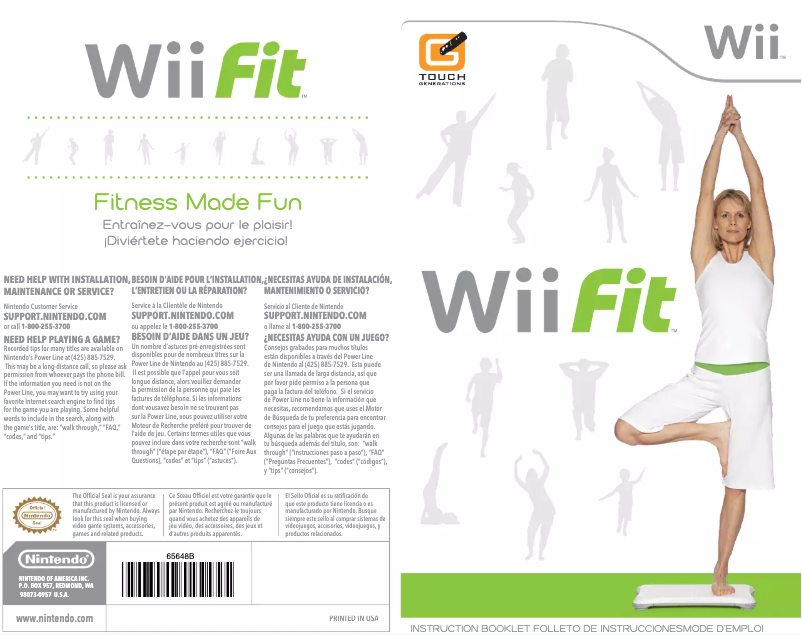 Page 1 de la notice Manuel utilisateur Nintendo Wii Fit (Wii)