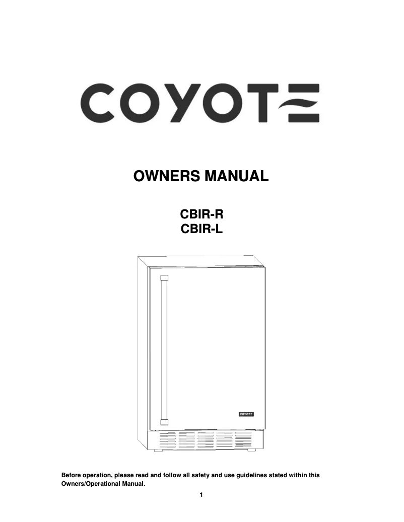 Page n°1 - Manuel utilisateur Coyote CBIR-R