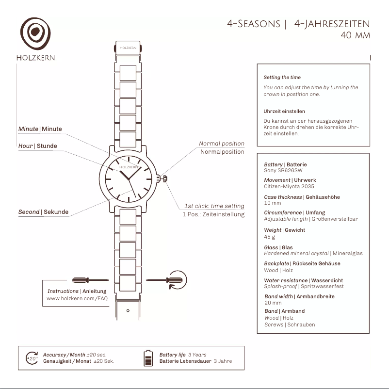 Page 1 de la notice Manuel utilisateur Holzkern Frühlingsabend