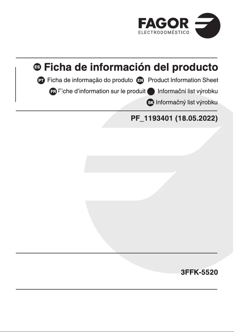 Page 1 de la notice Manuel utilisateur Fagor 3FFK-5520