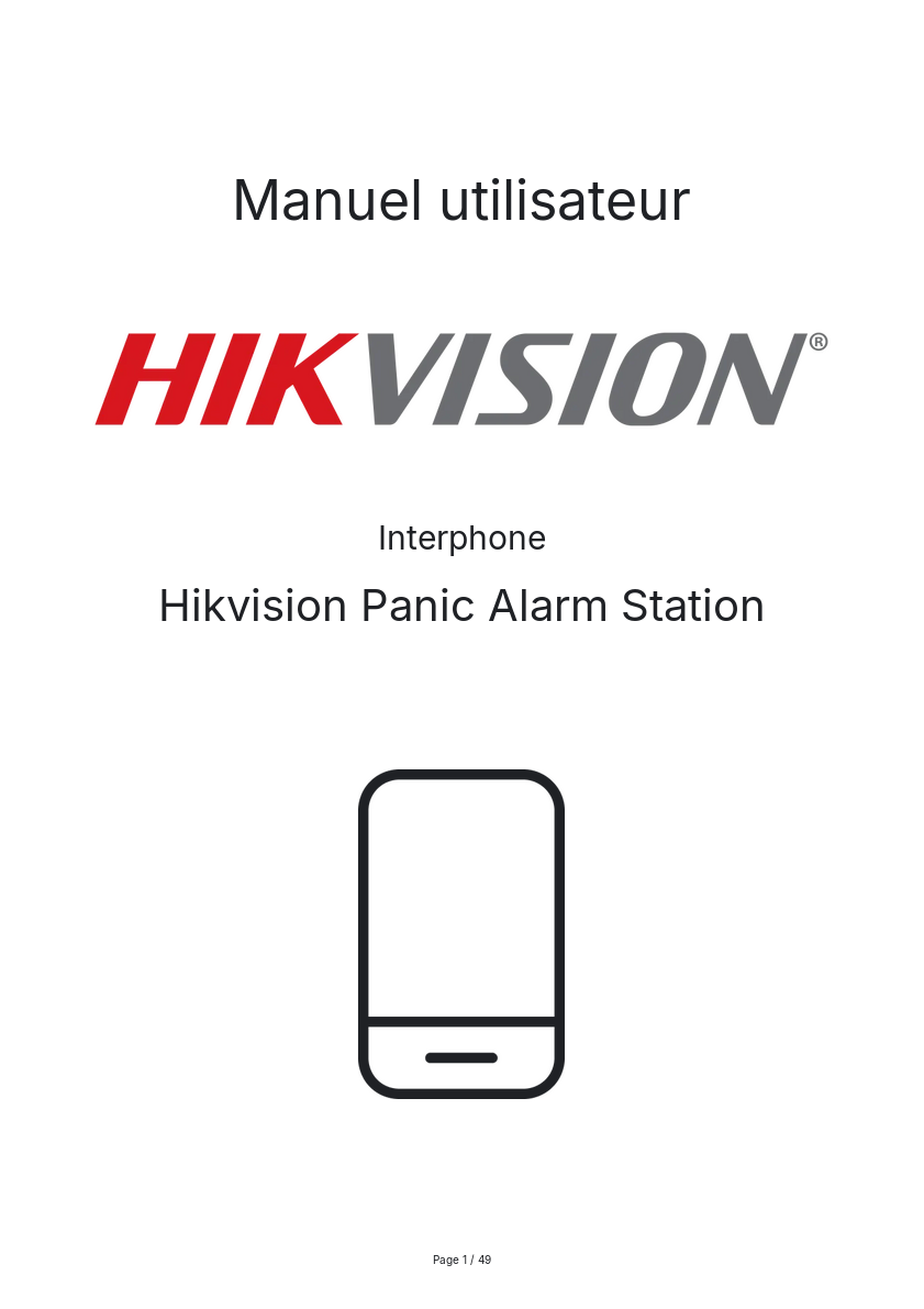 Image de la première page du manuel de l'appareil Panic Alarm Station