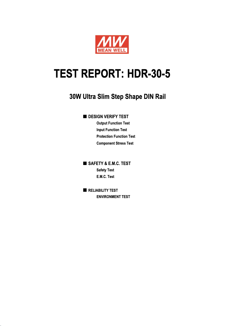 Page 1 de la notice Manuel utilisateur Mean Well HDR-30-5