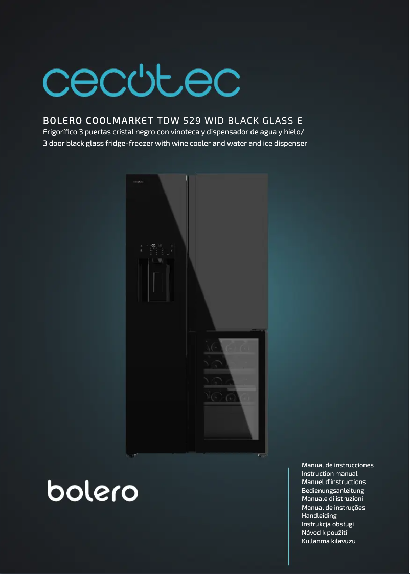 Page 1 de la notice Manuel utilisateur Cecotec Bolero CoolMarket TDW 529 WID