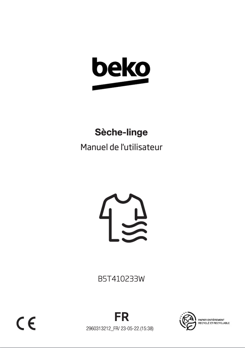 Page 1 de la notice Manuel utilisateur Beko B5T410233W