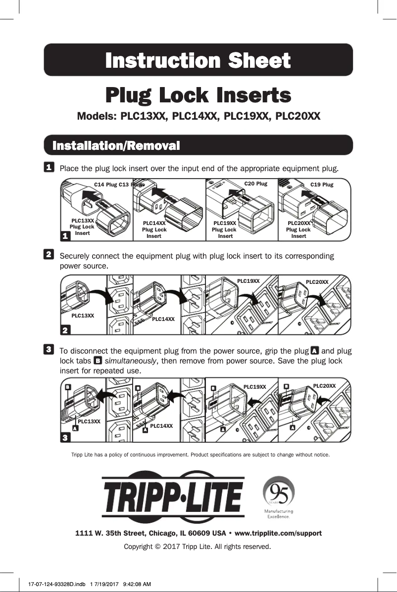 Page n°1 - Manuel utilisateur Tripp Lite PLC19BK