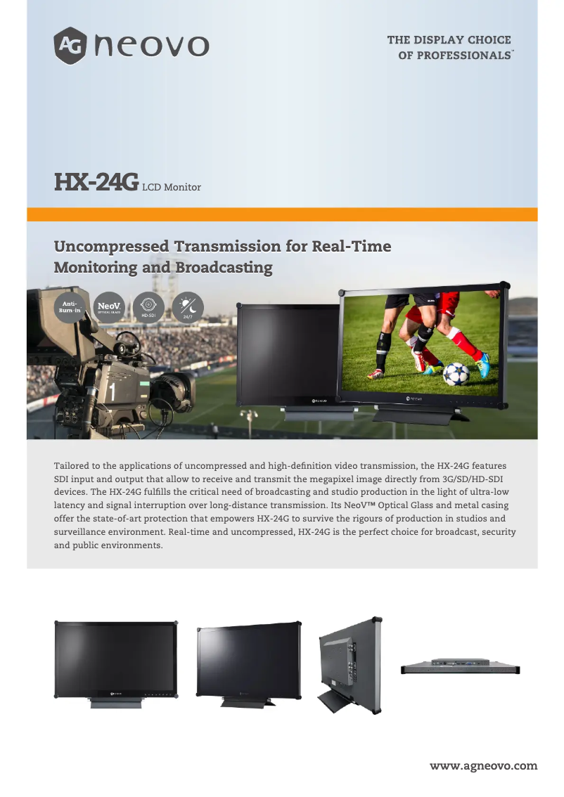 Page 1 de la notice Fiche technique AG Neovo HX-24G