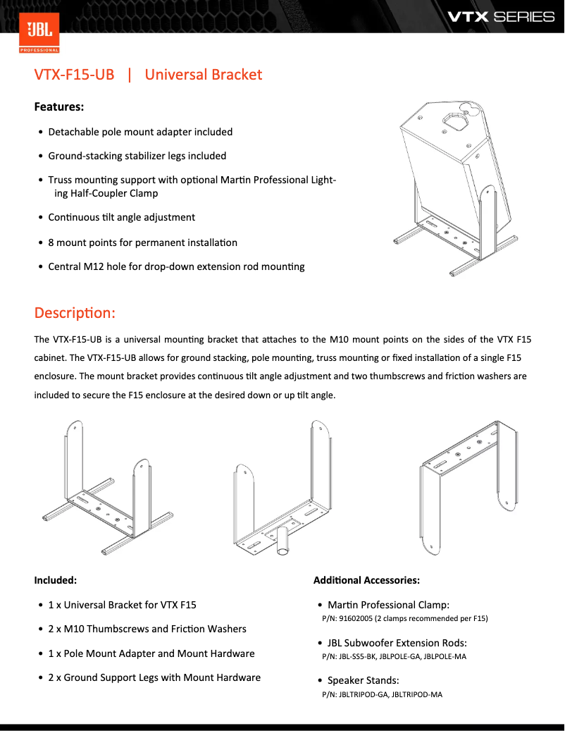 Page n°1 - Fiche technique JBL VTX F15 UB