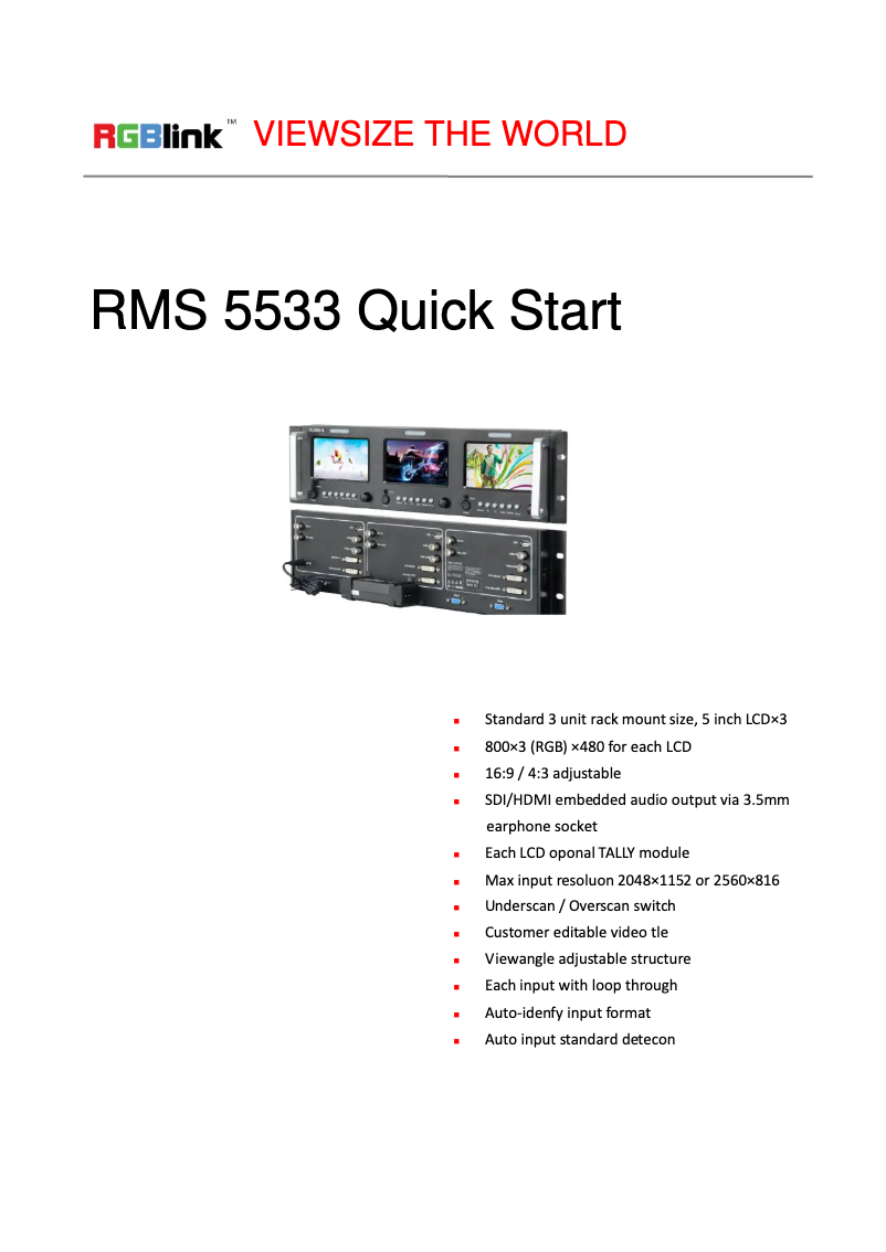 Page n°1 - Manuel utilisateur RGBlink RMS 5533