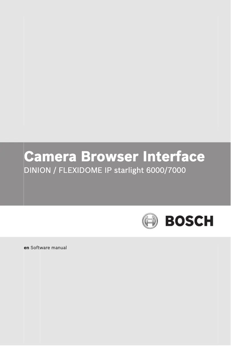 Page n°1 - Manuel utilisateur Bosch FLEXIDOME IP starlight 6000 VR