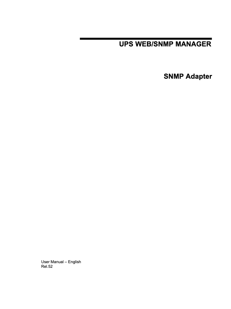 Image de la première page du manuel de l'appareil SNMP Network Adaptor