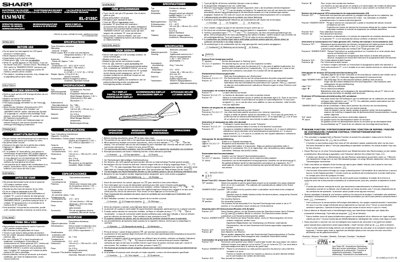 Page 1 de la notice Manuel utilisateur Sharp EL-2125C