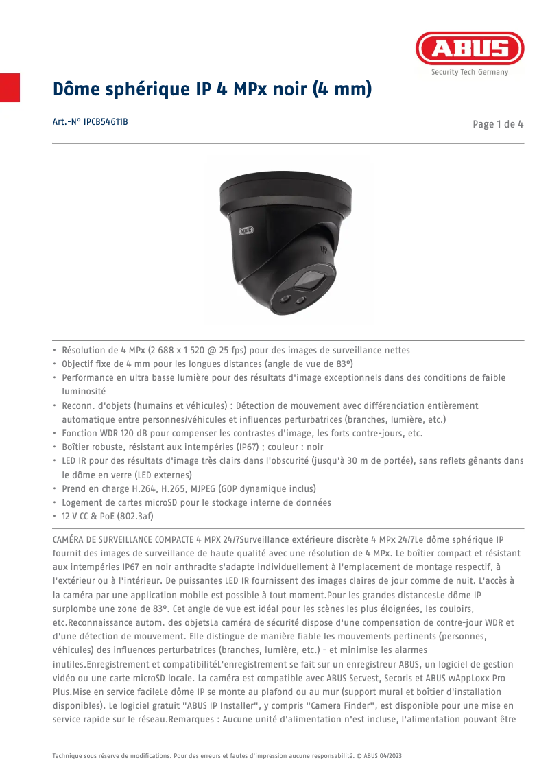 Image de la première page du manuel de l'appareil IPCB54611B