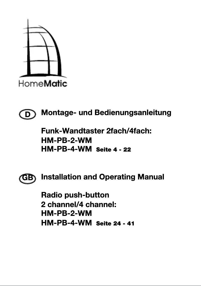 Image de la première page du manuel de l'appareil HM-PB-2-WM