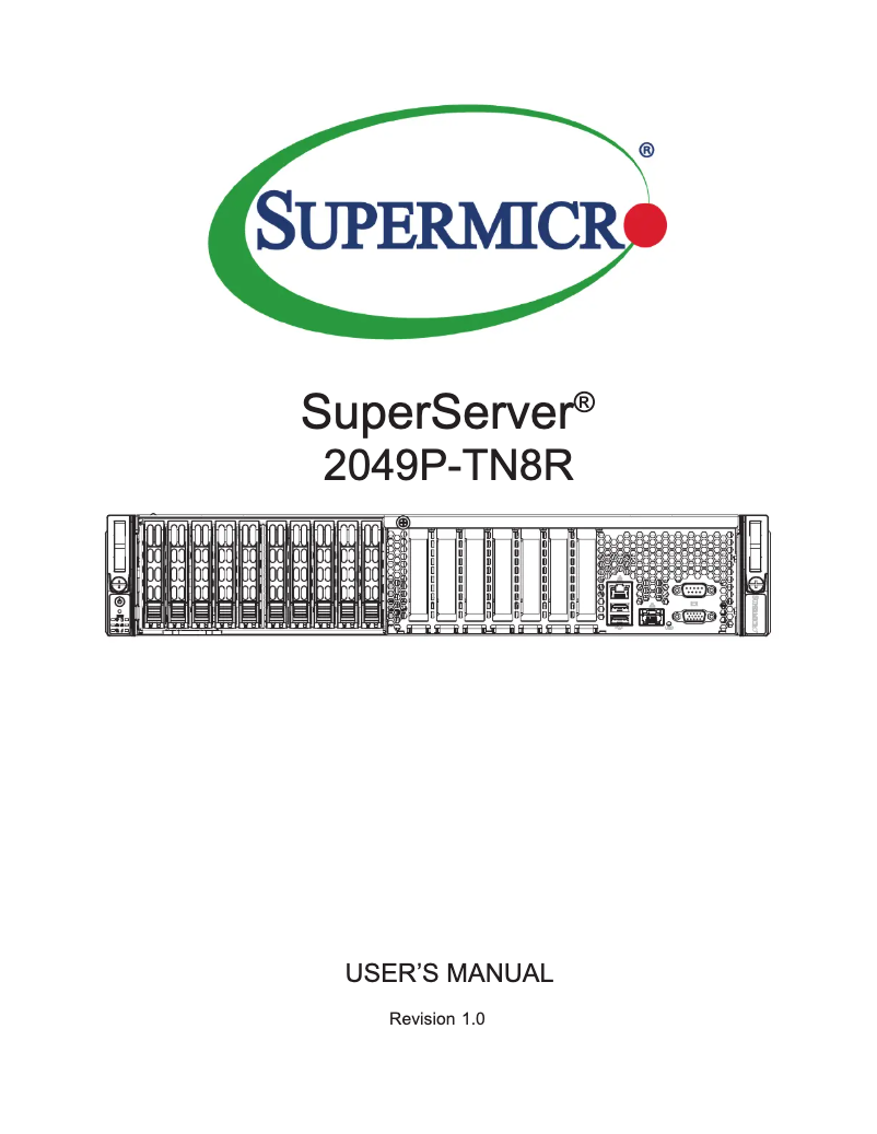 Page 1 de la notice Manuel utilisateur Supermicro SuperServer 2049P-TN8R