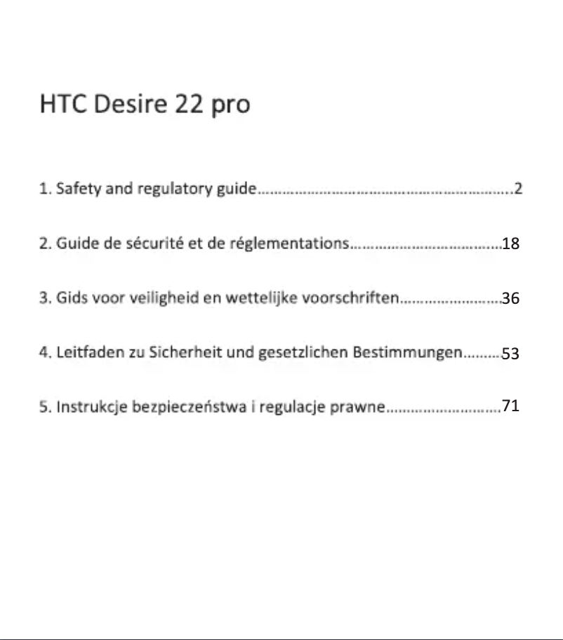 Image de la première page du manuel de l'appareil Desire 22 Pro