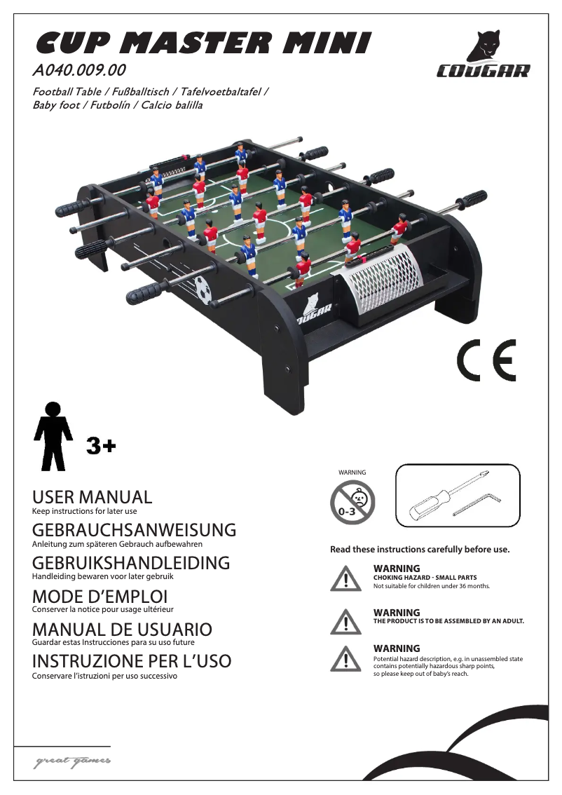Page 1 de la notice Manuel utilisateur Cougar Cup Master Mini