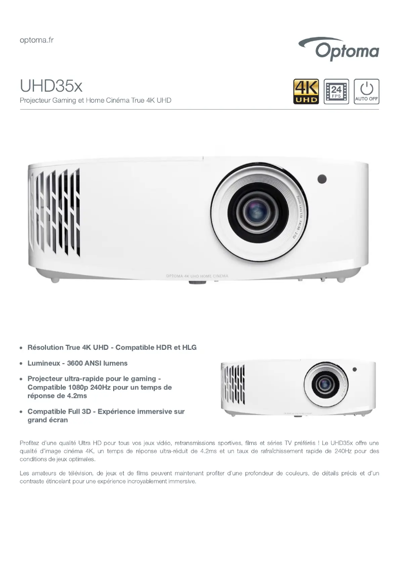 Image de la première page du manuel de l'appareil UHD35x