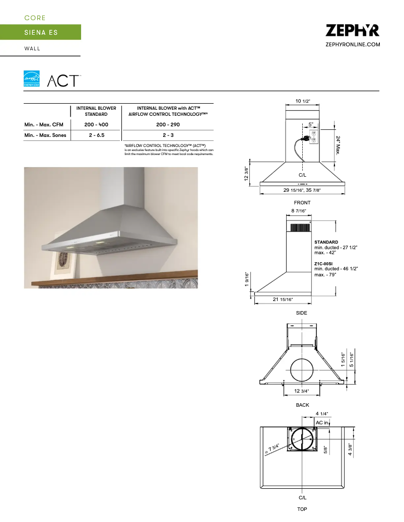 Image de la première page du manuel de l'appareil Siena ZSI-E36BS-ES