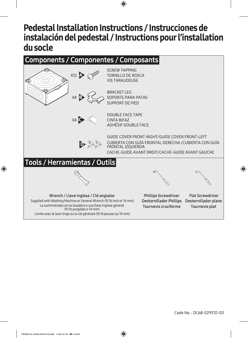 Page 1 de la notice Guide d'installation Samsung WE502NG