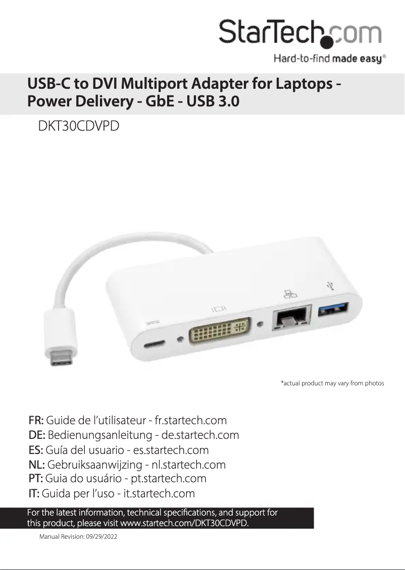 Page n°1 - Manuel utilisateur StarTech.com DKT30CDVPD